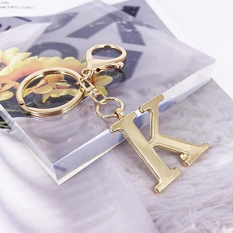 Personalised Keyring Gold Initial Keyring Novelty Custom 18K Gold
