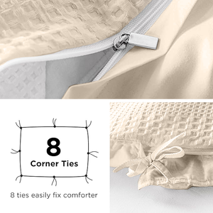 Waffle dệt Duvet cover Set thân thiện với da 3 miếng Ga Trải Giường Polyester gạc Faux-Muslin Waffle dệt <span class=keywords><strong>Comforter</strong></span> Cover Set - Product Image 3