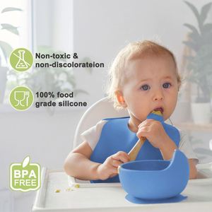 Plato de Silicona de Grado Alimenticio para Bebés, Tazón con Succión, Juego de Vajilla para Bebés, Platos para Niños, Juego de Platos para la Cena - Product Image 4