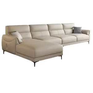 Italian minimalist leather sofa combination modern simple living room light luxury first layer cowhide sofa