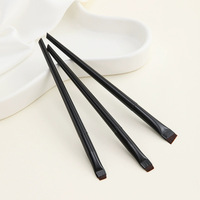 Lot de 3 pinceaux de maquillage ultra-fins en nylon pour eyeliner et sourcils, pinceau éventail pour le contour des yeux et le remplissage/la mise en forme des sourcils