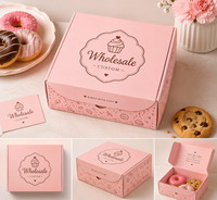 Boîte de boulangerie personnalisée en gros avec logo, écologique, avec gaufrage et pelliculage mat pour l'emballage de biscuits, pâtisseries, beignets et crèmes pour le visage