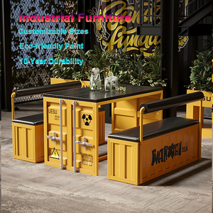 Современный креативный ресторанный обеденный стол, набор стульев, компактная промышленная металлическая барная мебель для гостиничного спортзала, контейнер для кофе - Product Image 1