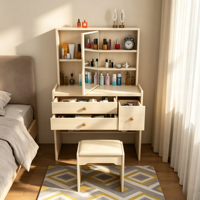 Offre Limitée : Ensemble Coiffeuse en Bois Durable avec Tiroirs et Miroir Rabattable, Idéal pour Dressings et Chambres