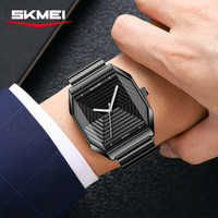 Montre à quartz pour homme Skmei 9393, design unique et célèbre, bracelet en acier inoxydable élégant, design carré spécial, montre-bracelet décontractée