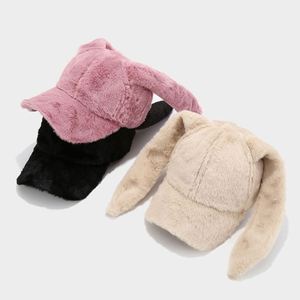 Gorro de Béisbol con Orejas de Conejo para Estudiantes y Jóvenes, Otoño Invierno, para Mujeres y Niñas, con Forro de Peluche Grueso y Cálido - Product Image 1
