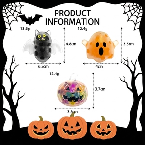 Mini jouet anti-stress créatif en peluche souple et mignonne en forme de chauve-souris fantôme ou citrouille, rempli de billes TPR, pour Halloween, vente en gros - Product Image 4