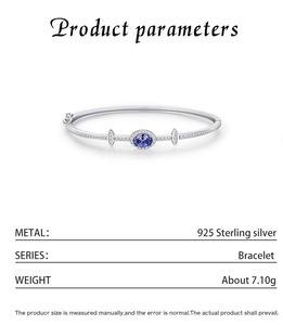 S925 Silver Sapphire <b>Bracelet</b> Oval Cut Bezel Setting Star Pattern Classic Style Women's Everyday Wear Jewelry - Product Image 2