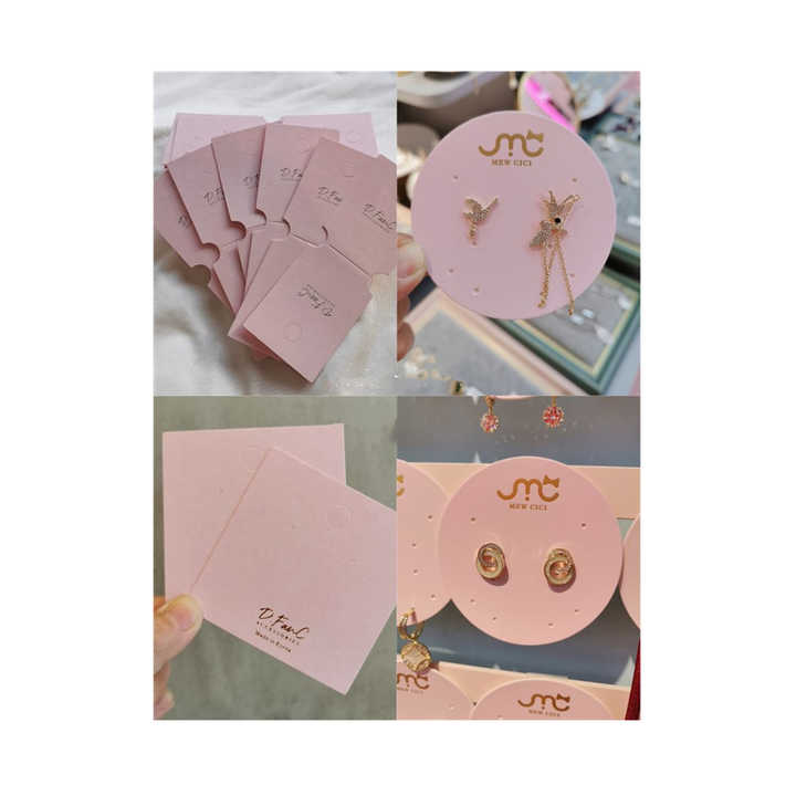 White pink Paper Cardboard Custom Printed Necklace Earring Card With ...
