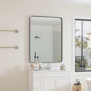 Miroir mural 30x40 pouces, miroir de vanité rectangulaire noir avec cadre en métal pour salle de bain, salon - Product Image 3