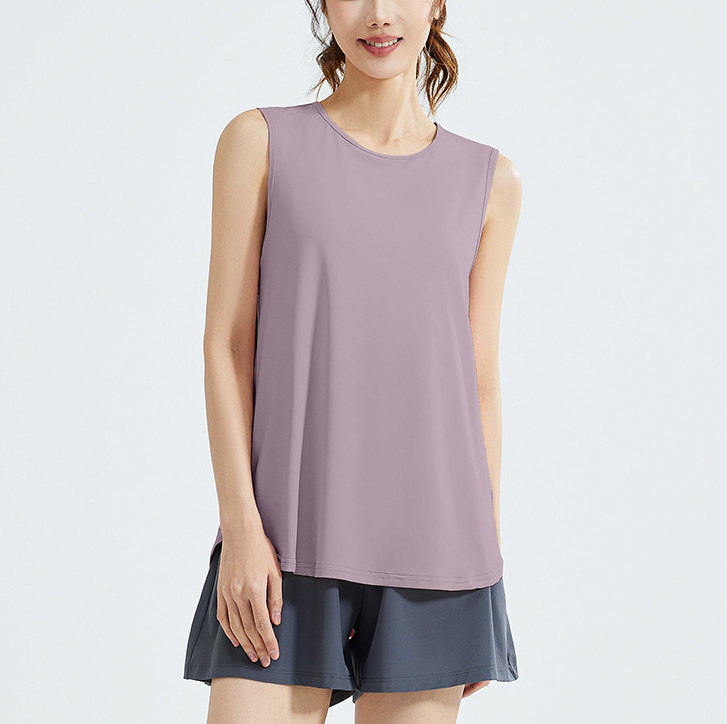 Ladies Casual Sports Fitness Yoga Wear Tank Top Loose Sleeveless Mesh Cover-Yoga Vest Wholesale Women Casual Sweat Vest