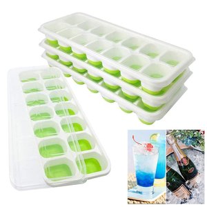 Bandeja de hielo de <span class=keywords><strong>silicona</strong></span> de grado alimenticio, <span class=keywords><strong>molde</strong></span> de bandeja de hielo de <span class=keywords><strong>silicona</strong></span> con cubierta extraíble resistente a derrames, 14 Uds. - Product Image 3