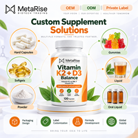 Capsules de Vitamine K2 D3 à Marque Blanche OEM, Complément Alimentaire pour la Nutrition Cardiovasculaire et Osseuse, 120 Comprimés