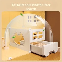 Casa para Gatos Rectangular Tipo Villa, Jaula para Gatos Extra Grande, Espacio Libre, Nido para Gatos de Interior, Inodoro Integrado, Una Habitación