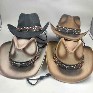Sombrero de Vaquero Mexicano de Goma de Alta Calidad con Borde Enrollado, Decoración de Dibujos Animados, Banda Decorativa, para Viajes, Pesca, Casual, Transpirable, Cómodo y Ecológico - Product Image 1