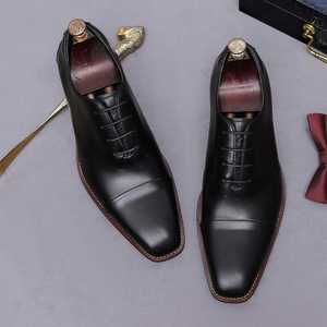 Fábricas Chinas Suministran Zapatos de Hombre Hechos a Medida para Fiestas Casuales y Bodas, Color Negro - Product Image 5