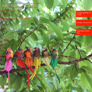 Piuma artificiale con il colore della coda lunga misto verde piante artigianato ornamenti giardino cortile birdwatching casa pennacchio decorazione - Product Image 1