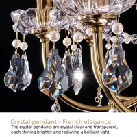Lustre français pour salon, lampe en cristal en forme de bougie de style européen, lustre double couche pour villa de style européen