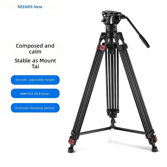 For Heavy-Duty Aluminum Alloy Tripod Camera Hydraulic Pan Head 360 Panning 10 kg Load Capacity Three-Section Telescoping