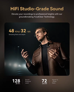 ไมโครโฟน Hollyland Lark Max 2 Professional 48KHz/32-bit แบบหนีบปกเสื้อ พร้อมอุปกรณ์เสริมสำหรับสตูดิโอบันทึกเสียง ไมโครโฟนไร้สายสำหรับมอนิเตอร์เสียง - Product Image 3