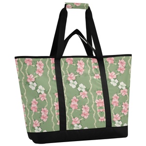 Large Capacity Outdoor Lunch Bag Aloha Hawaiian Flowers Puakenikeni Customs Waterproof Oxford Camping Cooler Bag - Product Image 2