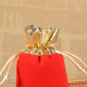 Sac en coton à cordon en velours personnalisé avec logo, bordure dorée Phnom Penh, pour bonbons et bijoux, idéal pour Noël et les cadeaux de mariage - Product Image 5