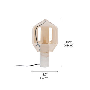 Lampe <span class=keywords><strong>de</strong></span> table sculpturale <span class=keywords><strong>de</strong></span> style contemporain, base en marbre, verre teinté ambré, forme cylindrique haute, lampe <span class=keywords><strong>de</strong></span> table unique en forme <span class=keywords><strong>de</strong></span> <span class=keywords><strong>phare</strong></span> - Product Image 6