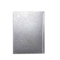 Cuaderno A6 Personalizado de Fábrica con Tapa Dura Plateada, 60 Hojas de Papel Offset, Textura de Telaraña para Escritura y Ejercicios