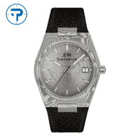 Montre mécanique automatique pour homme personnalisable avec bracelet en cuir véritable, étanche et lumineuse, en fibre de carbone PRX