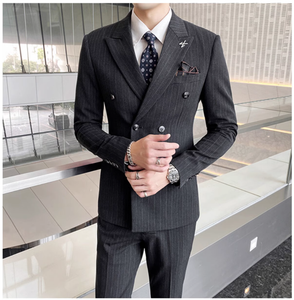 Precio de fábrica Nuevo producto Delgado Traje de tres piezas Chaquetas de hombre Casual Doble botonadura para el novio Mejor vestido de hombre - Product Image 5