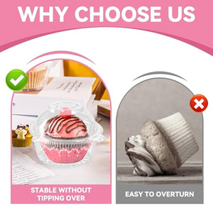 Tùy chỉnh Vòng vỏ sò Stackable sâu Dome <span class=keywords><strong>cupcake</strong></span> tàu sân bay nhựa cá nhân <span class=keywords><strong>cupcake</strong></span> <span class=keywords><strong>container</strong></span> - Product Image 3
