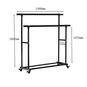 כבד מתכת כפול מוט מוט בגד מתגלגל בגדים מתגלגל מארגן גלגלים גלגלים קיר פרימיום ווים מעיל לארגן את הבגדים שלך - Product Image 2