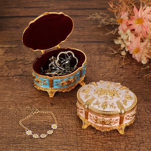 High-end Enamel Jewelry <b>Box</b> with Rose Pattern Creative Vintage Trinket <b>Box</b> Enameled Dresser Table Metal Oval Jewelry <b>Storage</b> <b>Box</b> - Product Image 3