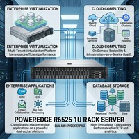 Serveur en rack 1U Dell PowerEdge R6525 R6625 R6725, double processeur AMD EPYC, serveur de virtualisation haute densité, serveur de calcul de gros volumes de données