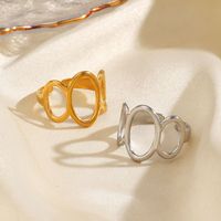 Bague minimaliste en acier titane, style hip-hop, plaquée or 18K PVD, en acier inoxydable, étanche, géométrique, ovale, ouverte, pour femmes