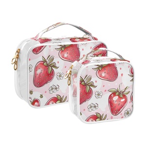 Hawaii Custom Puakenikeni LeiVintagePink Cute Strawberry 2-piece Transparent <b>Makeup</b> <b>Storage</b> Bag Travel Toiletry Bag - Product Image 2