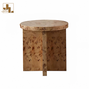 Estilo de diseñador Villa Sala de estar Árbol Tumor Textura Mesa auxiliar redonda Dormitorio de hotel Mesa de esquina de lujo de madera Muebles - Product Image 6