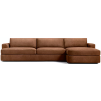 Stilvolles Leder L-U-förmiges Lounge-Sofa Modernes Couch-Set Plüschweiche Kissen Handgefertigter Umweltfreundlicher Wohnzimmer-Stil