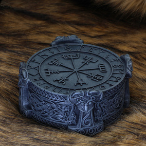 Boîte à bijoux symbole Viking WJB25 Vikinga bague <span class=keywords><strong>nordique</strong></span> décor de stockage en résine Thor <span class=keywords><strong>mythologie</strong></span> Rune boussole breloques Figurine boîte - Product Image 2
