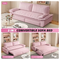 Canapé-lit convertible 3-en-1 en velours durable, 73,2 pouces, taille Queen, avec causeuse escamotable et coussins amovibles, idéal pour appartement et hôtel