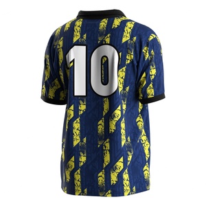 เสื้อโปโลฟุตบอลแบบลำลองสำหรับวันแข่งขัน ติดกระดุมเม็ดเดียว ผ้าตาข่ายระบายเหงื่อ แผ่นผ้าแห้งเร็ว และสีสันแบบคัลเลอร์บล็อกที่ปรับแต่งได้ - Product Image 3