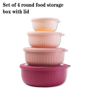 Juego de 8 Tazones Apilables de Plástico con Tapas, Organizador de Refrigerador con Degradado Rosa, Herméticos y Encajables - Product Image 1