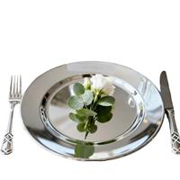 Nouvelle assiette plate peu profonde jetable en acier inoxydable, finition polie, pour la préparation des plats en cuisine, usage domestique et restaurant