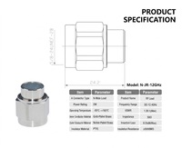 Terminateur RF de type N mâle 2W DC-12GHz 50 Ohm, charge fictive coaxiale en acier inoxydable