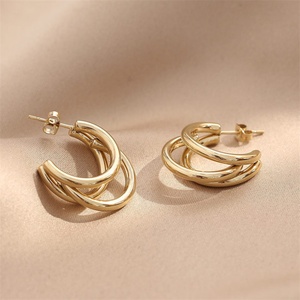 Hot Selling Jewelry Stainless Steel Irregular Hoop <b>Stud</b> <b>Earrings</b> for Women - Product Image 2