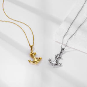 Pendentif ancre de bateau pour homme Collier pendentif ancre en acier inoxydable émail blanc noir Collier ancre d'amarrage marine nautique - Product Image 4