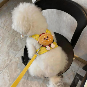 Arnés y Correa de Felpa para Perros con Diseño de Hamburguesa, Chaleco de Dibujos Animados para Perros Pequeños, Venta al por Mayor y Dropshipping - Product Image 1