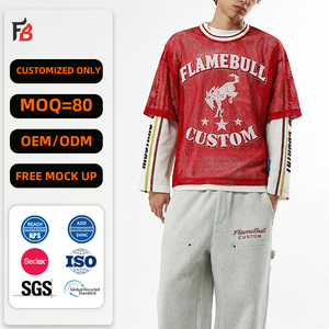 เสื้อยืดสตรีทแวร์ผู้ชายแบบตาข่าย แขนยาวทรงโอเวอร์ไซส์ พิมพ์ลาย<span class=keywords><strong>กราฟ</strong></span>ิก - Product Image 1