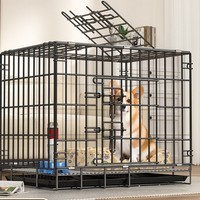 Cage pour chien en fer solide et moderne - Cage pliable robuste et épaissie avec fermeture à ceinture pour chiens de petite/moyenne/grande taille, utilisation en intérieur/voiture
