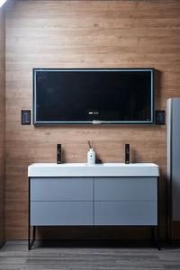 Moderno gabinete de baño impermeable europeo mdf montaje en pared puerta corredera armario espejo de baño de madera con <span class=keywords><strong>fregader</strong></span> - Product Image 4